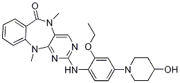 Structure of 2-[[2-Ethoxy-4-(4-hydroxy-1-piperidinyl)phenyl]amino]-5,11-dihydro-5,11-dimethyl-6H-pyrimido[4,5-b][1,4]benzodiazepin-6-one