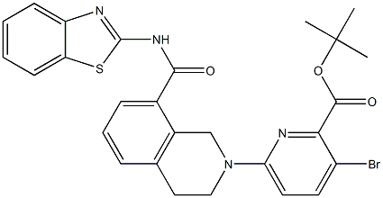 Structure of Tert-butyl 6-[8-(1,3-benzothiazol-2-ylcarbamoyl)-3,4-dihydro-1h-isoquinolin-2-yl]-3-bromopyridine-2-carboxylate