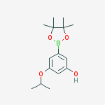Structure of 3-propan-2-yloxy-5-(4,4,5,5-tetramethyl-1,3,2-dioxaborolan-2-yl)phenol