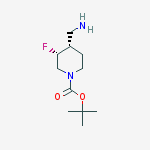 1-Piperidinecarboxylic acid, 4-(aminomethyl)-3-fluoro-, 1,1-dimethylethyl ester, (3R,4S)-rel结构式