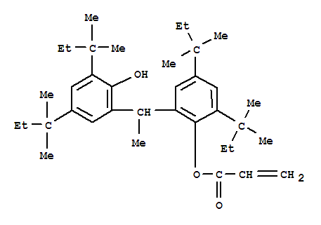 Structure of 2-[1-(2-Hydroxy-3,5-di-tert-pentylphenyl)ethyl]-4,6-di-tert-pentylphenyl acrylate 
