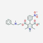 Structure of 3,5-Pyridinedicarboxylic acid,1,4-dihydro-2,6-dimethyl-4-(3-nitrophenyl)-,mono[2-[methyl(phenylmethyl)amino]ethyl] ester
