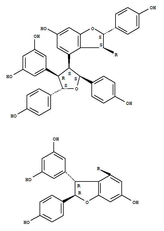 Structure of [3,4'-Bibenzofuran]-6,6'-diol,3'-(3,5-dihydroxyphenyl)-4-[4-(3,5-dihydroxyphenyl)tetrahydro-2,5-bis(4-hydroxyphenyl)-3-furanyl]-2,2',3,3'-tetrahydro-2,2'-bis(4-hydroxyphenyl)-,[2S-[2a,3a[2R*,3R*(2'S*,3'S*)],4a,5b]]-