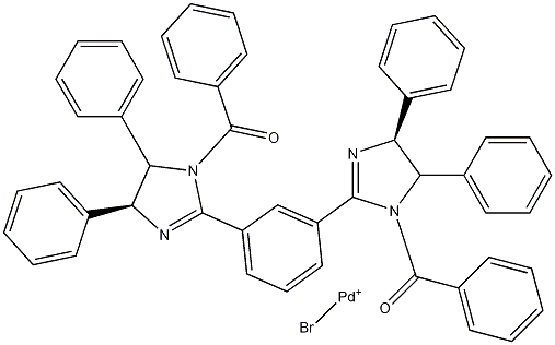 溴化[[1,3-双[(4S,5S)-1-苯甲酰-4,5-二苯基-2-咪唑啉-2-基]苯]钯(II)结构式