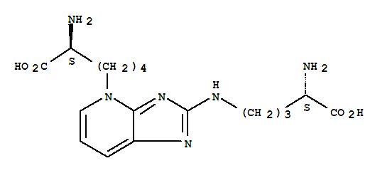 Structure of (2S)-2-amino-6-[8-[[(4S)-4-amino-4-carboxy-butyl]amino]-2,7,9-triazabicyclo[4.3.0]nona-3,5,7,9-tetraen-2-yl]hexanoic acid