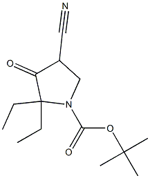 Structure of tert-butyl 4-cyano-2,2-diethyl-3-oxopyrrolidine-1-carboxylate