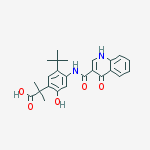 Structure of 2-[5-tert-butyl-2-hydroxy-4-[(4-oxo-1H-quinoline-3-carbonyl)amino]phenyl]-2-methylpropanoic acid