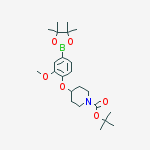 Structure of tert-Butyl 4-(2-methoxy-4-(4,4,5,5-tetramethyl-1,3,2-dioxaborolan-2-yl)phenoxy)piperidine-1-carboxyl96%