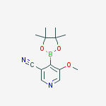 Structure of 5-methoxy-4-(4,4,5,5-tetramethyl-1,3,2-dioxaborolan-2-yl)pyridine-3-carbonitrile