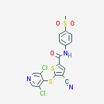 Structure of 2-ThiophenecarboxaMide, 4-cyano-5-[(3,5-dichloro-4-pyridinyl)thio]-N-[4-(Methylsulfonyl)phenyl]-