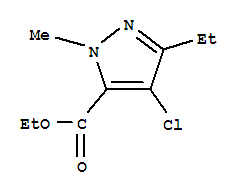 4-氯-3-乙基-1-甲基吡唑-5-甲酸乙酯结构式
