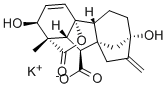 (1α,2β,4Aα,4Bβ,10β)-2,4A,7-三羟基-1-甲基-8-亚甲基赤霉素-3-烯-1,10-二甲酸-1,4A-内酯单钾盐结构式