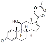 21-乙酰氧基-9-氟-11-羟基孕甾-1,4,16-三烯-3,20-酮结构式