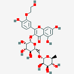 Structure of 5,7-dihydroxy-2-[4-hydroxy-3-(2-hydroxyethoxy)phenyl]-3-[(2s,3r,4s,5s,6r)-3,4,5-trihydroxy-6-[[(2r,3r,4r,5r,6s)-3,4,5-trihydroxy-6-methyloxan-2-yl]oxymethyl]oxan-2-yl]oxychromen-4-one