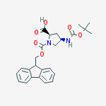 Structure of 1,2-Pyrrolidinedicarboxylic acid, 4-[[(1,1-dimethylethoxy)carbonyl]amino]-, 1-(9H-fluoren-9-ylmethyl) ester, (2R,4R)-rel-