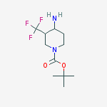 4-Amino-3-trifluoromethyl-piperidine-1-carboxylic acid tert-butyl ester结构式