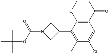 Structure of tert-butyl 3-(3-acetyl-5-chloro-2-Methoxy-6-Methylphenyl)azetidine-1-carboxylate