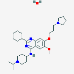 Structure of 2-cyclohexyl-6-methoxy-n-(1-propan-2-ylpiperidin-4-yl)-7-(3-pyrrolidin-1-ylpropoxy)quinazolin-4-amine;hydrate