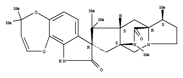 Structure of Paraherquamide,14-deoxy-