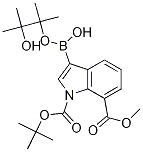 Structure of 1-BOC-7-methoxycarbonylindole-3-boronic acid, pinacol ester