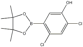2,4-Dichloro-5-(4,4,5,5-tetramethyl-1,3,2-dioxaborolan-2-yl)phenol结构式