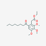 Structure of Benzeneacetic acid, 2,3,4-triMethoxy-6-(1-oxooctyl)-, ethyl ester