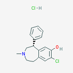 R(+)-7-CHLORO-8-HYDROXY-3-METHYL-1-PHENYL-2,3,4,5-TETRAHYDRO-1H-3-BENZAZEPINE HYDROCHLORIDE结构式