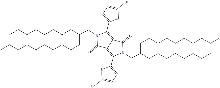 3,6-双(5-溴噻吩-2-基)-2,5-双(2-辛基十二烷基)吡咯并[3,4-C]吡咯-1,4(2H,5H)二酮结构式