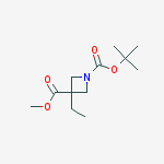 Structure of 1,3-Azetidinedicarboxylic acid, 3-ethyl-, 1-(1,1-dimethylethyl) 3-methyl ester