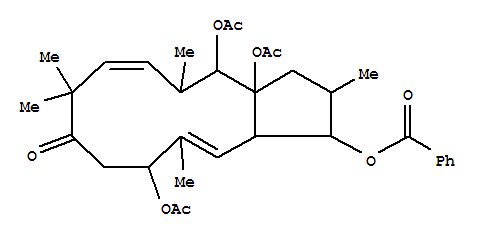Structure of 8H-Cyclopentacyclododecen-8-one,6,13,13a-tris(acetyloxy)-3-(benzoyloxy)-1,2,3,3a,6,7,9,12,13,13a-decahydro-2,5,9,9,12-pentamethyl-,[2R-(2R*,3S*,3aS*,4E,6R*,10E,12S*,13R*,13aR*)]-