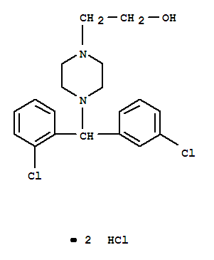 Structure of 2-{4-[(2-chlorophenyl)(3-chlorophenyl)methyl]piperazin-1-yl}ethanol dihydrochloride
