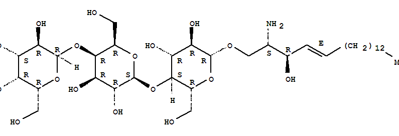 ALPHA-D-GAL-[1->4]-BETA-D-GAL-[1->4]-BETA-D-GLC-1->O-SPHINGOSINE结构式
