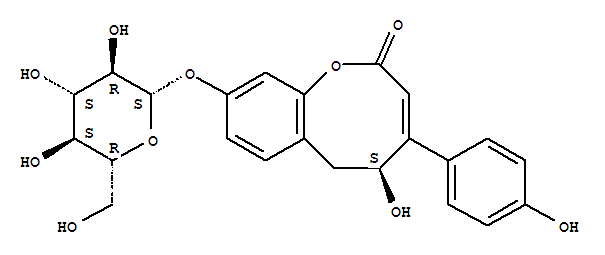 Structure of (3Z,5S)-5-hydroxy-4-(4-hydroxyphenyl)-2-oxo-5,6-dihydro-2H-1-benzoxocin-9-yl beta-D-glucopyranoside