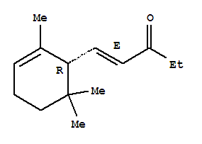 Structure of 1-Penten-3-one,1-[(1R)-2,6,6-trimethyl-2-cyclohexen-1-yl]-, (1E)-
