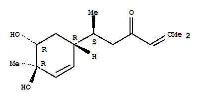Structure of 2-Hepten-4-one,6-(4,5-dihydroxy-4-methyl-2-cyclohexen-1-yl)-2-methyl-, [1R-[1a(S*),4b,5a]]-