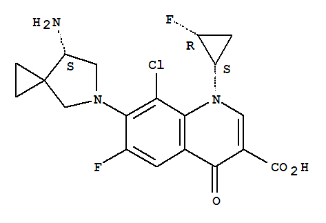 7-[(7S)-7-氨基-5-氮杂螺[2.4]庚烷-5-基]-8-氯-6-氟-1-[(1S,2R)-2-氟环丙基]-1,4-二氢-4-氧代-3-喹啉甲酸结构式