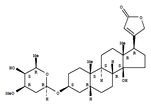 Structure of 3β-[(3-O-Methyl-2,6-dideoxy-β-D-lyxo-hexopyranosyl)oxy]-14-hydroxy-5β,14β-carda-20(22)-enolide