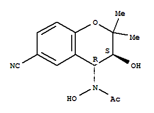 N-[(3S,4R)-6-CYANO-3,4-DIHYDRO-3-HYDROXY-2,2-DIMETHYL-2H-1-BENZOPYRAN-4-YL]-N-HYDROXYACETAMIDE结构式