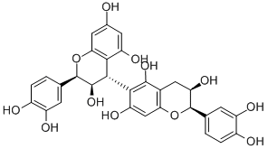 (2R,3R)-2-(3,4-Dihydroxyphenyl)-3,4-dihydro-6-[[(2R,3R)-2-(3,4-dihydroxyphenyl)-3,4-dihydro-3,5,7-trihydroxy-2H-1-benzopyran]-4β-yl]-2H-1-benzopyran-3,5,7-triol结构式