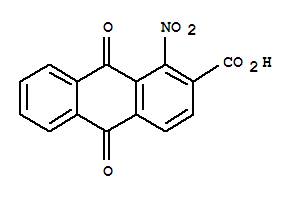 Structure of kyselina1-nitroanthrachinon-2-karboxylova