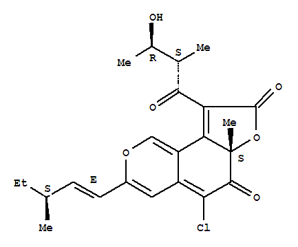 Structure of (6aS)-5-Chloro-9-[(2S,3R)-3-hydroxy-2-methylbutanoyl]-6a-methyl-3-[(1E,3S)-3-methylpent-1-en-1-yl]-6H-furo[2,3-h]isochromene-6,8(6aH)-dione