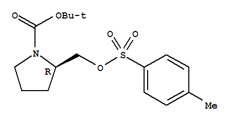 Structure of 1-Pyrrolidinecarboxylicacid, 2-[[[(4-methylphenyl)sulfonyl]oxy]methyl]-, 1,1-dimethylethyl ester,(R)-
