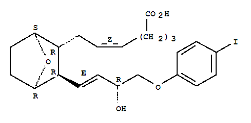 Structure of 7-[(1S,2R,3R,4R)-3-[(1E,3R)-3-HYDROXY-4-(4-IODOPHENOXY)-1-BUTENYL]-7-OXABICYCLO[2.2.1]HEPT-2-YL]-5Z-HEPTENOIC ACID