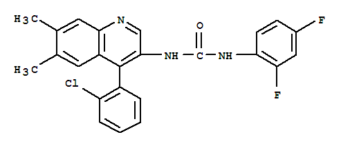 1-[4-(2-chlorophenyl)-6,7-dimethyl-quinolin-3-yl]-3-(2,4-difluoropheny l)urea结构式