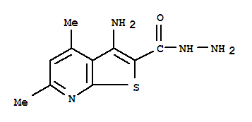 Thieno[2,3-b]pyridine-2-carboxylicacid, 3-aMino-4,6-diMethyl-, hydrazide结构式