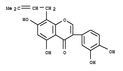 Structure of 4H-1-benzopyran-4-one, 3-(3,4-dihydroxyphenyl)-5,7-dihydroxy-8-(3-methyl-2-buten-1-yl)-