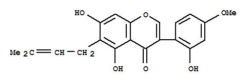 4H-1-benzopyran-4-one, 5,7-dihydroxy-3-(2-hydroxy-4-methoxyphenyl)-6-(3-methyl-2-buten-1-yl)-结构式