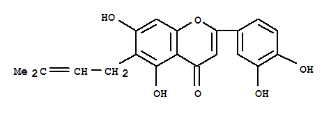 Structure of 2-(3,4-Dihydroxy-phenyl)-5,7-dihydroxy-6-((E)-3-methyl-pent-2-enyl)-1-benzopyran-4-one