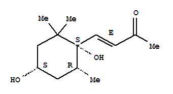 (3E)-4-[(1S,4S,6R)-1,4-dihydroxy-2,2,6-trimethylcyclohexyl]but-3-en-2-one结构式