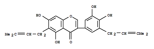 Structure of 4H-1-Benzopyran-4-one,3-[3,4-dihydroxy-5-(3-methyl-2-buten-1-yl)phenyl]-5,7-dihydroxy-6-(3-methyl-2-buten-1-yl)-